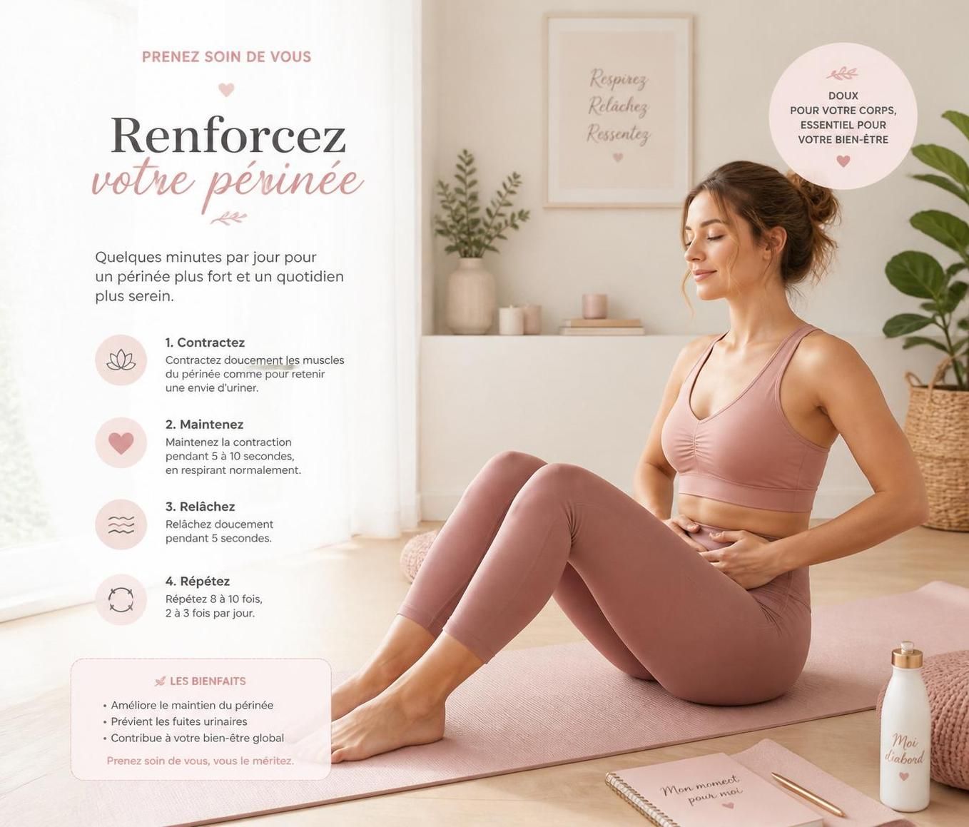 découvrez des exercices simples pour muscler le périnée chez la femme, améliorer la tonicité et retrouver bien-être et confort au quotidien.