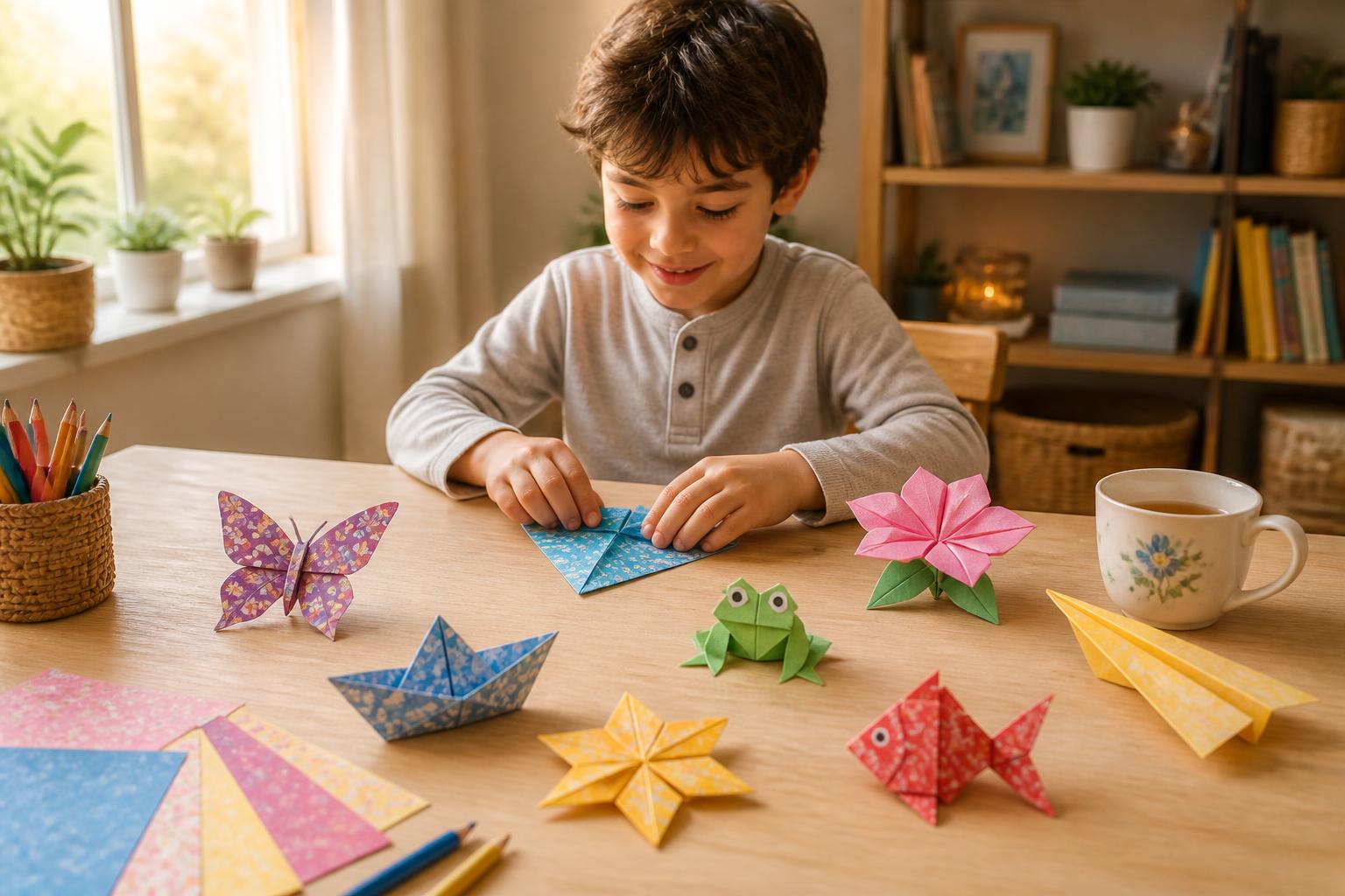 découvrez 7 modèles d'origami faciles pour enfants, parfaits pour stimuler leur créativité à la maison grâce à des pliages simples et amusants.