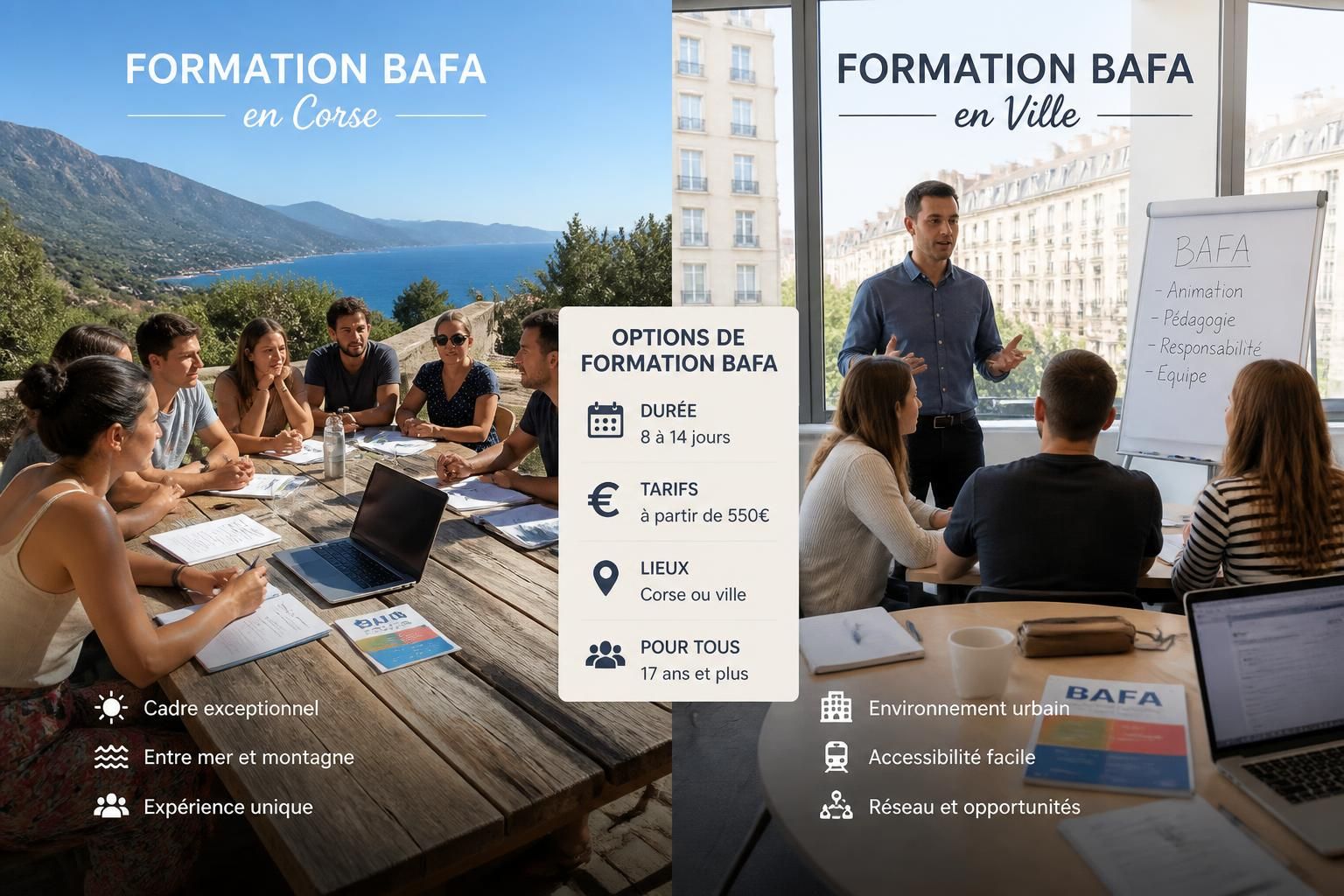 découvrez tout sur la formation bafa : durée, prix et options disponibles en corse et dans toute la france pour préparer votre brevet d'aptitude aux fonctions d'animateur.