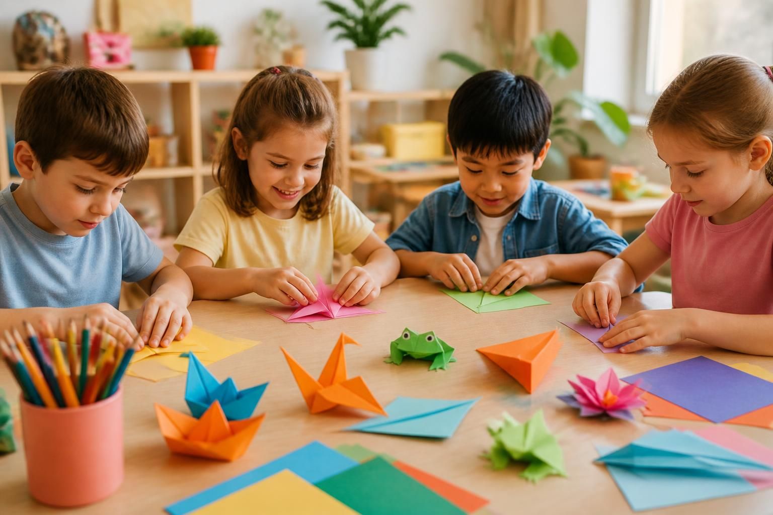découvrez des modèles d'origami faciles et adaptés aux enfants de 4 à 10 ans, parfaits pour s'amuser tout en développant leur créativité et leur motricité.